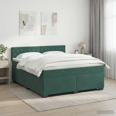 vidaXL Posteľ boxspring s matracom Tmavozelená 140 x 200 cm Zamat