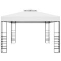 vidaXL Záhradný altánok, práškovaná oceľ 4x3x2,7 m, biely