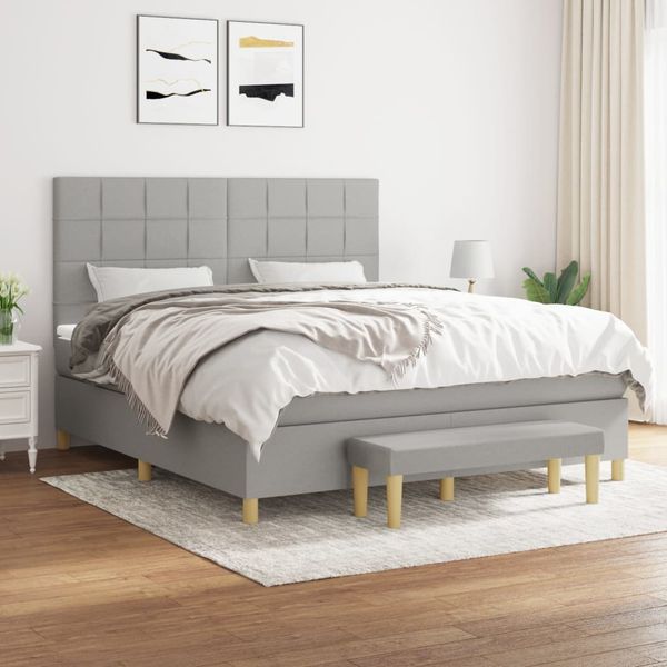 vidaXL Boxspring posteľ s matracom svetlosivá 100x200 cm látka