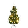 vidaXL Umelý výklopný vianočný stromček 150 LED a sada gúľ 120 cm