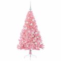 vidaXL Umelý predsvietený vianočný stromček Ružová 120 cm PVC
