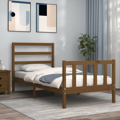 vidaXL Rám postele s čelom medovohnedý 100x200 cm masívne drevo