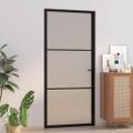 vidaXL Vnútorné dvere 93x201,5 cm čierne matné sklo a hliník