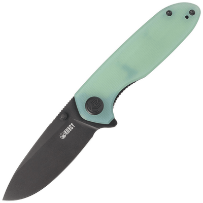 Kubey KU342B Belus Jade vreckový nôž 7,5 cm, Blackwashed, bledozelená, G10, spona