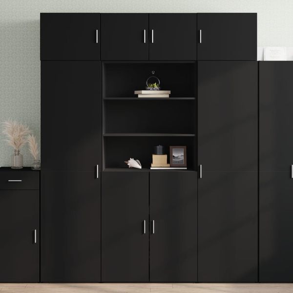 vidaXL Vysoká skrinka čierna 80x42,5x185 cm kompozitné drevo