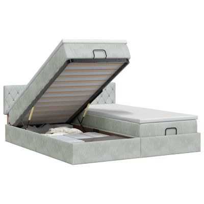 vidaXL Polohovací postel s matrací 2 pcs Svetlosivá Zamat