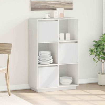 vidaXL Vysoká skrinka biela 74x35x117 cm masívna borovica