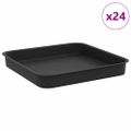 vidaXL Štvorcový kvetinový podnos 24 ks Čierna 15 x 15 x 2 cm Plast