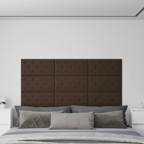 vidaXL Nástenný čelník 12 pcs Hnedá 60 x 30 cm Umelá koža