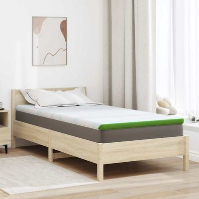 vidaXL Matracová podložka Biela a zelená 90 x 200 cm Jacquardová látka