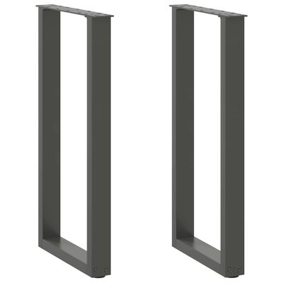 vidaXL Nohy ku konzolovému stolíku v tvare U, 2 ks, antracitové, 38 x (72-73) cm, oceľ
