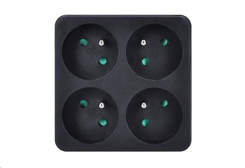 Zásuvka rozbočovacia SOLIGHT P108B, 4x 10 A, čierna