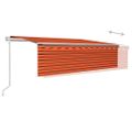 vidaXL Automatická markíza, tienidlo, LED a senzor 5x3m oranžovo-hnedá