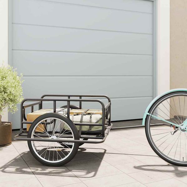 vidaXL Príves na bicykel 130x73x48,5 cm, oceľ, čierny