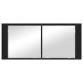 vidaXL Zrkadlový kabinet s LED Čierny dub 100 x 12 x 45 cm
