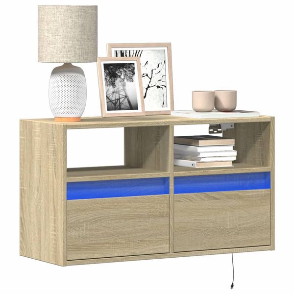vidaXL TV nástenná skrinka s LED svetlami dub sonoma 80x31x45 cm
