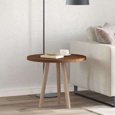 vidaXL Vrchná doska Tmavohnedá Ø 60 x 2,5 cm Masívne dubové drevo