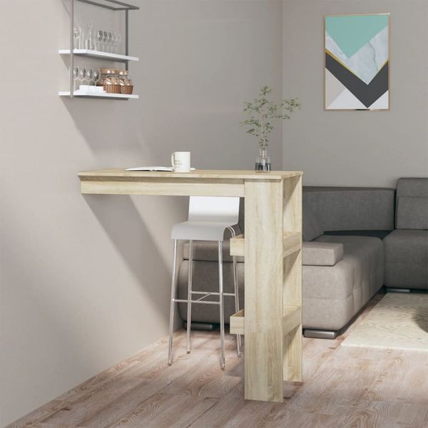 vidaXL Nástenný barový stôl sonoma 102x45x103,5 cm spracované drevo