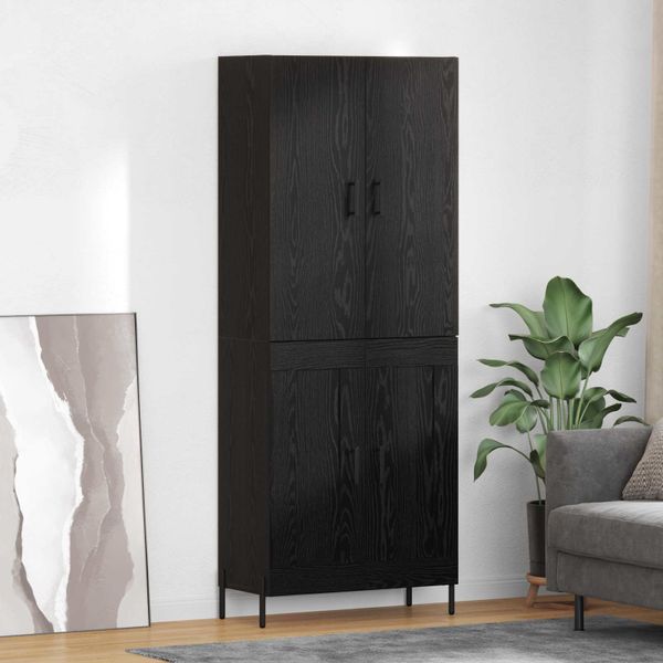 vidaXL Highboard Čierny dub 69,5 x 34 x 180 cm Kompozitné drevo