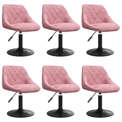 vidaXL Otočné jedálenské stoličky 6 ks ružové zamatové