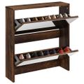 vidaXL Botník so zrkadlom 2-poschodový dymový dub 63x17x67 cm
