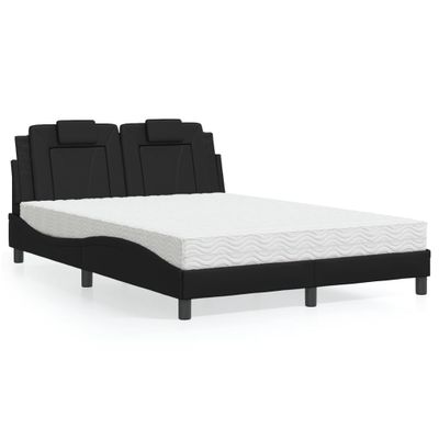 vidaXL Posteľ Viana s matracom čierna 140x200 cm umelá koža