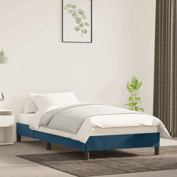 vidaXL Posteľ bez matraca tmavomodrá 90x190 cm zamat