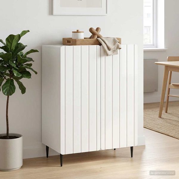 vidaXL Servírovacia skriňa Biela s vysokým leskom 66 x 34,5 x 92 cm