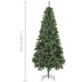 vidaXL Osvetlený umelý vianočný stromček s guľami a šiškami 210 cm
