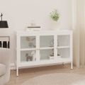 vidaXL Komoda biela 105x35x70 cm oceľ a sklo