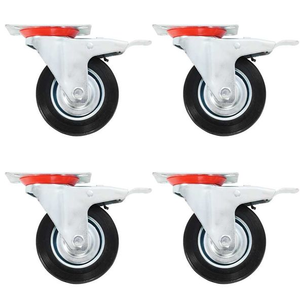 vidaXL Otočné kolieska s dvojitou brzdou 4 ks 100 mm