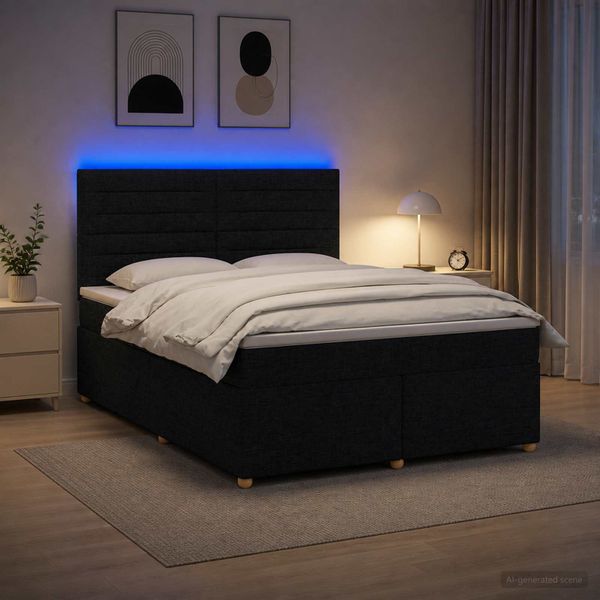 vidaXL Posteľ boxspring s matracom Čierna 140 x 200 cm Látka