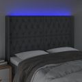 vidaXL Čelo postele s LED tmavosivé 163x16x118/128 cm látka