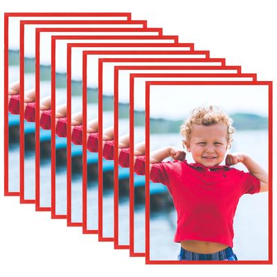 vidaXL Fotorámiky na stôl, koláž 10 ks, červené 10x15 cm, MDF