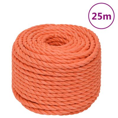 vidaXL Pracovné lano oranžové 20 mm 25 m polypropylén