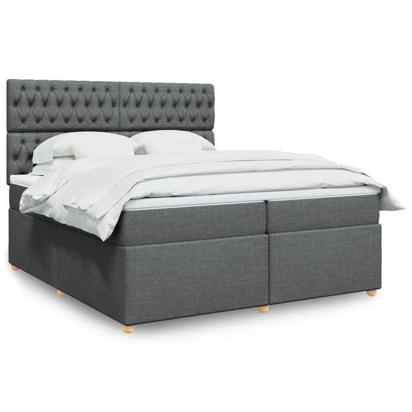 vidaXL Boxspring posteľ s matracom tmavosivá 200x200 cm látka