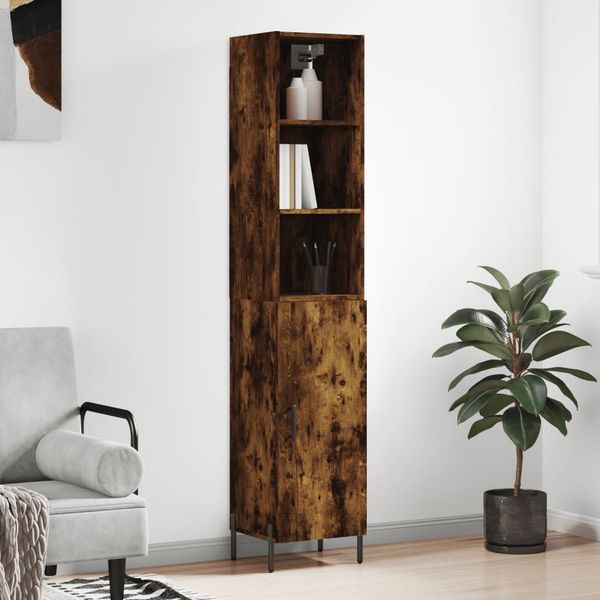 vidaXL Vysoká skrinka dymový dub 34,5x34x180 cm spracované drevo