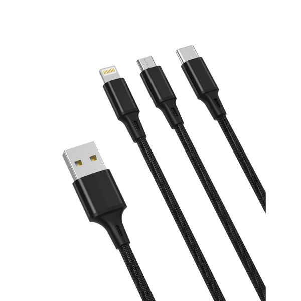 XO kábel NB173 3v1 USB - Lightning + USB-C + microUSB 1,2 m 2,4A čierny