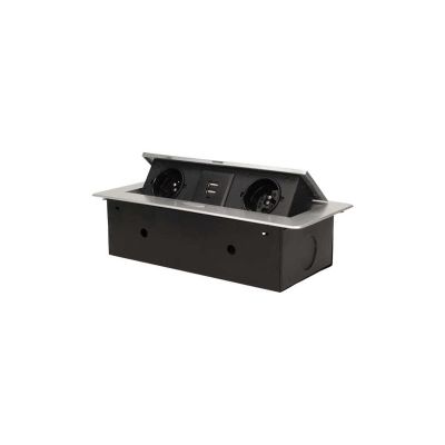Výklopný blok zapustený ORNO OR-AE-13109/G, 2x 230V a 2x USB, strieborná, bez kábla