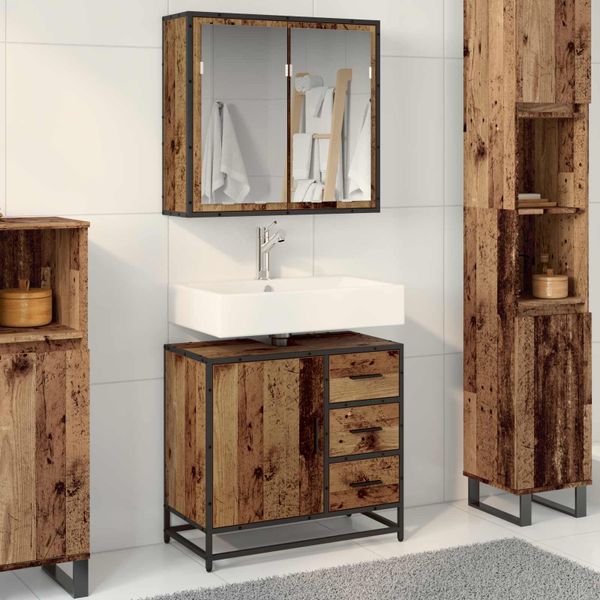 vidaXL Sada kúpeľňového nábytku 2 pcs Staré drevo Kompozitné drevo