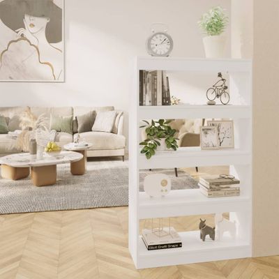 vidaXL Knižnica/deliaca stena, biela 80x30x135 cm, kompozitné drevo