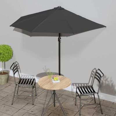 vidaXL Balkónový slnečník, hliníková tyč, antracit 270x144 cm, polkruh