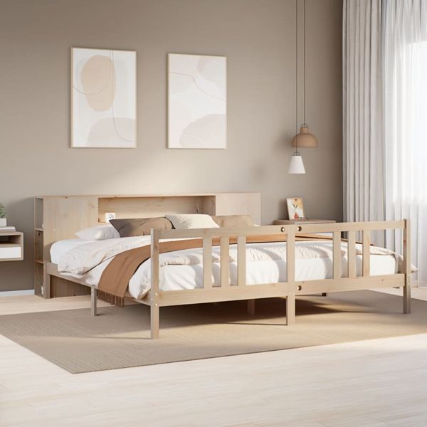vidaXL Posteľ s knižnicou bez matraca 180x200 cm borovicový masív