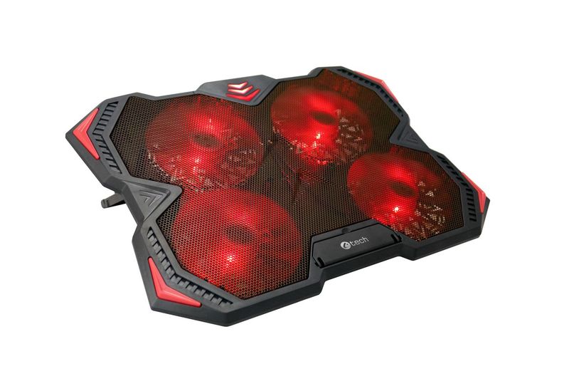 Chladiaca podložka C-TECH Zefyros (GCP-01R), casual gaming, 17,3'', červené podsvietenie, regulácia otáča