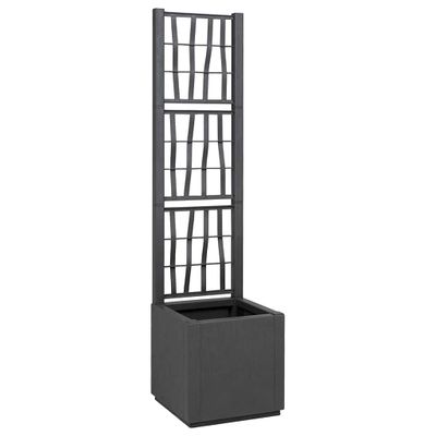 vidaXL Záhradný kvetináč s trellis Tmavosivá 36 x 36 x 140 cm PP