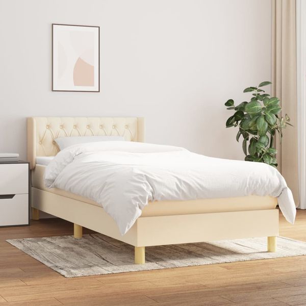 vidaXL Boxspring posteľ s matracom krémová 100x200 cm látka