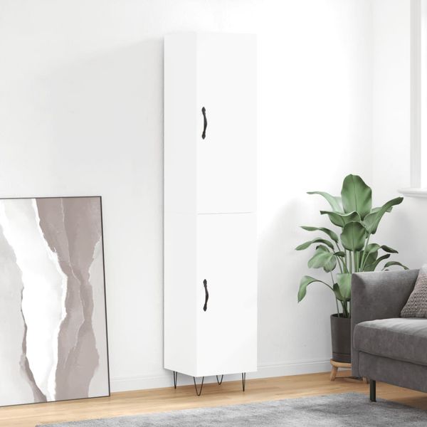 vidaXL Vysoká skrinka biela 34,5x34x180 cm spracované drevo