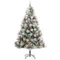vidaXL Umelý vianočný stromček Zelená a biela 240 cm PVC, kov a plast