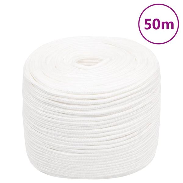 vidaXL Lodné lano biele 10 mm 50 m polypropylén
