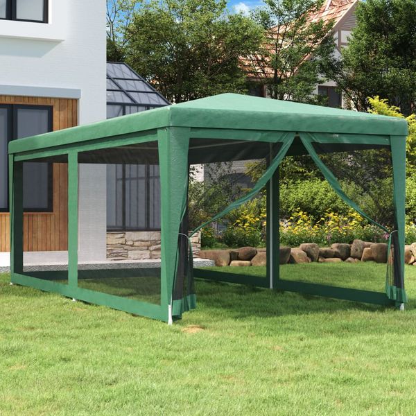 vidaXL Párty stan so 6 sieťkovanými bočnými stenami zelený 3x6 m HDPE